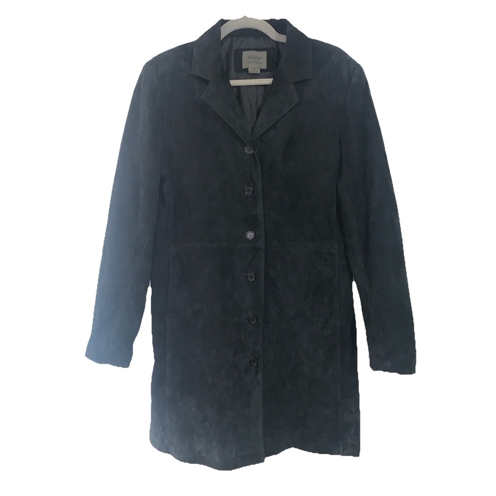 VTG Outfit JPR 100% Leather Jacket Coat Women's‎ 10 Black Suede Button Pockets